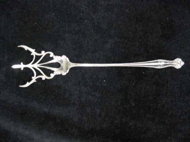 Appraisal: Victorian Sterling Silver Lettuce Fork elaborate tines '' excellent