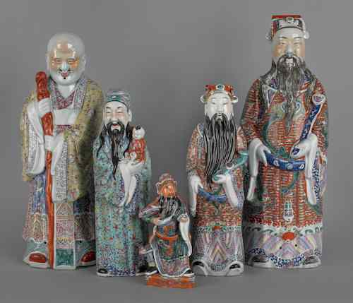 Appraisal: Five Chinese porcelain figures of scholars tallest -