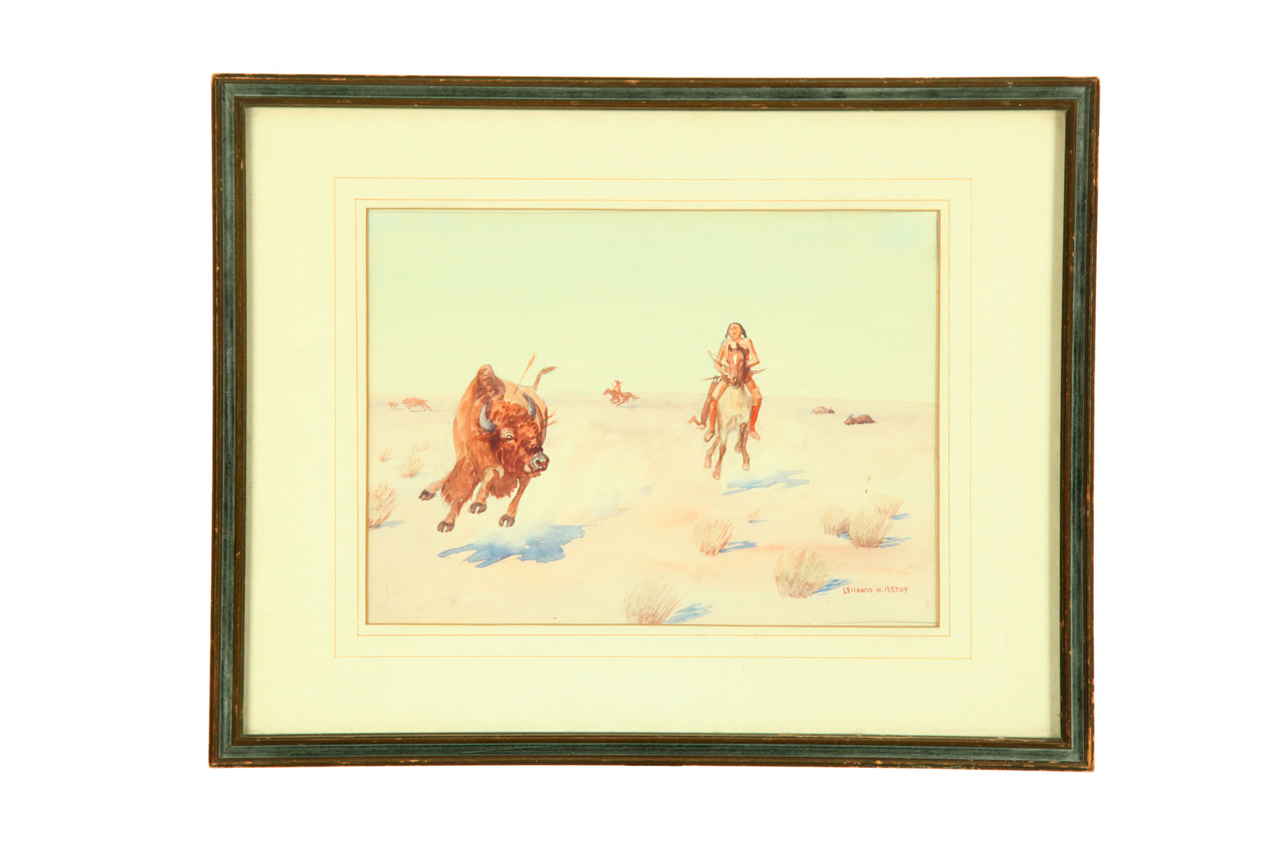 Appraisal: BUFFALO HUNT BY LEONARD REEDY AMERICAN Watercolor on paper signed