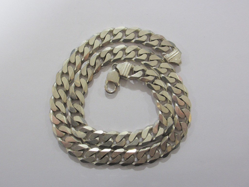 Appraisal: Silver flat curb link neckchain Approximately in