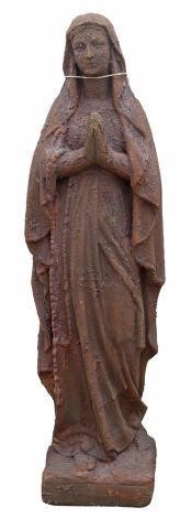 Appraisal: Large cast stone garden figure Madonna standing with hands in