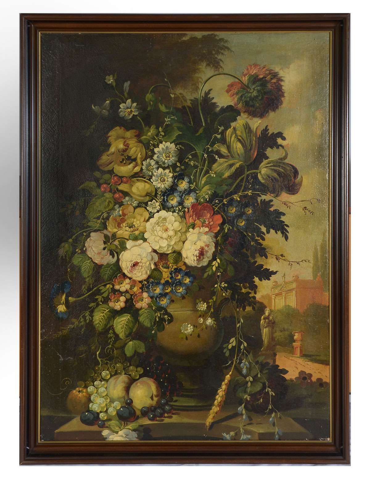 Appraisal: LARGE NEOCLASSICAL STYLE FLORAL STILL LIFE PAINTING Oil Canvas ''