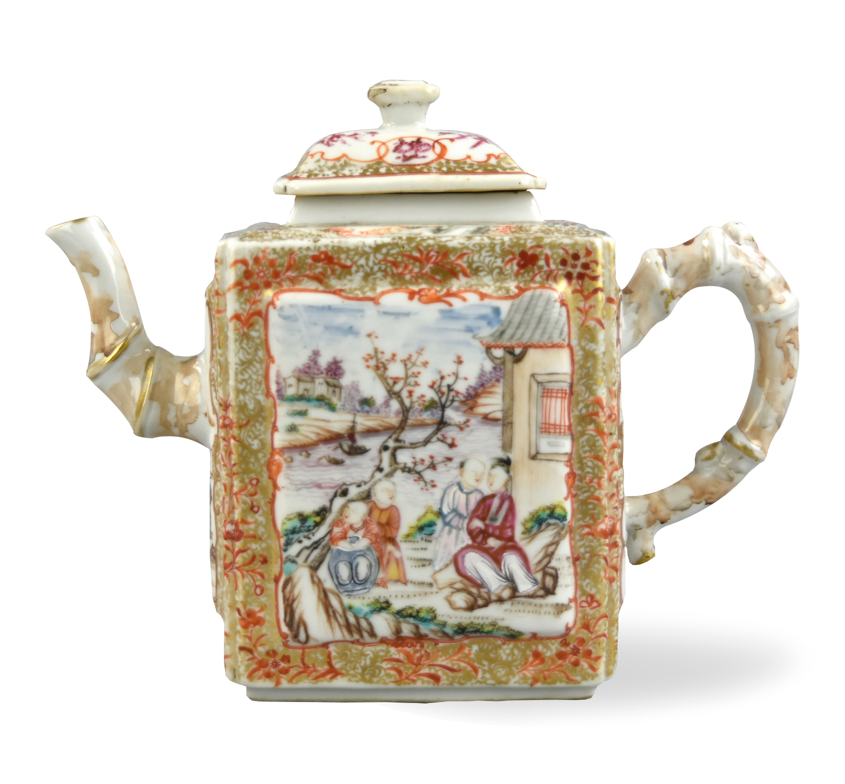 Appraisal: A Chinese Qianlong Period porcelain square Teapot based on gild