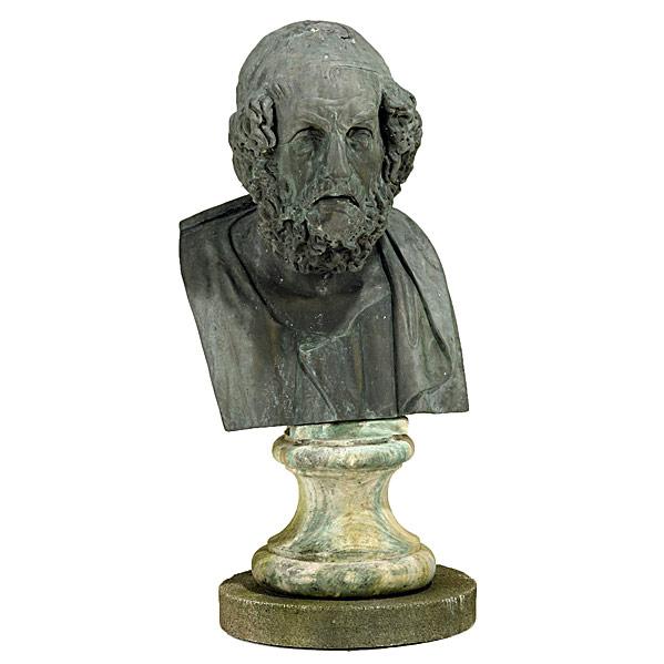 Appraisal: BRONZE BUST OF GREEK ELDEROn plinth and concrete base th