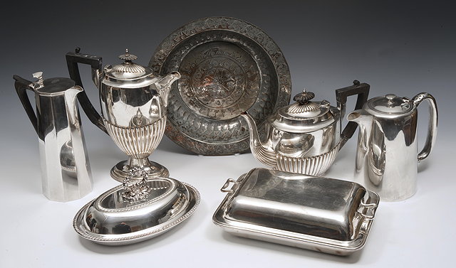 Appraisal: A SMALL QUANTITY OF SILVER PLATE consisting of a teapot