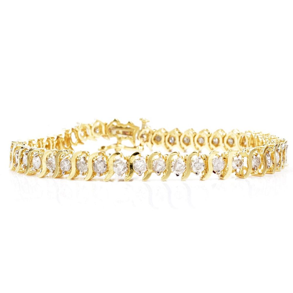 Appraisal: ct TW Diamond and K Gold Bracelet Vintage Approx Carat