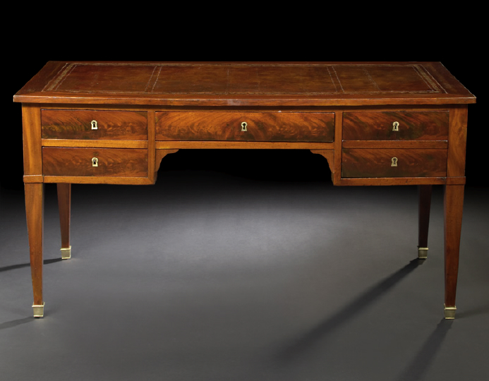 Appraisal: Louis XVI-Style Mahogany Bureau Plat late th century the rectangular