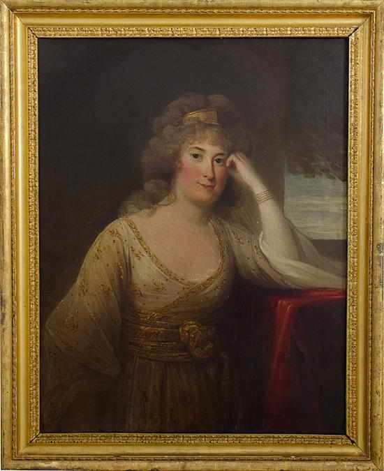 Appraisal: British school th century PORTRAIT OF A WOMAN-POSSIBLY ELIZA SOLOMAN