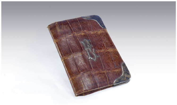 Appraisal: Crocodile Skin Wallet With Silver Corner Mounts Hallmarked For Birmingham