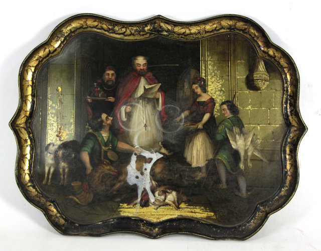 Appraisal: A papier-m ch tray by B Walton Co circa painted