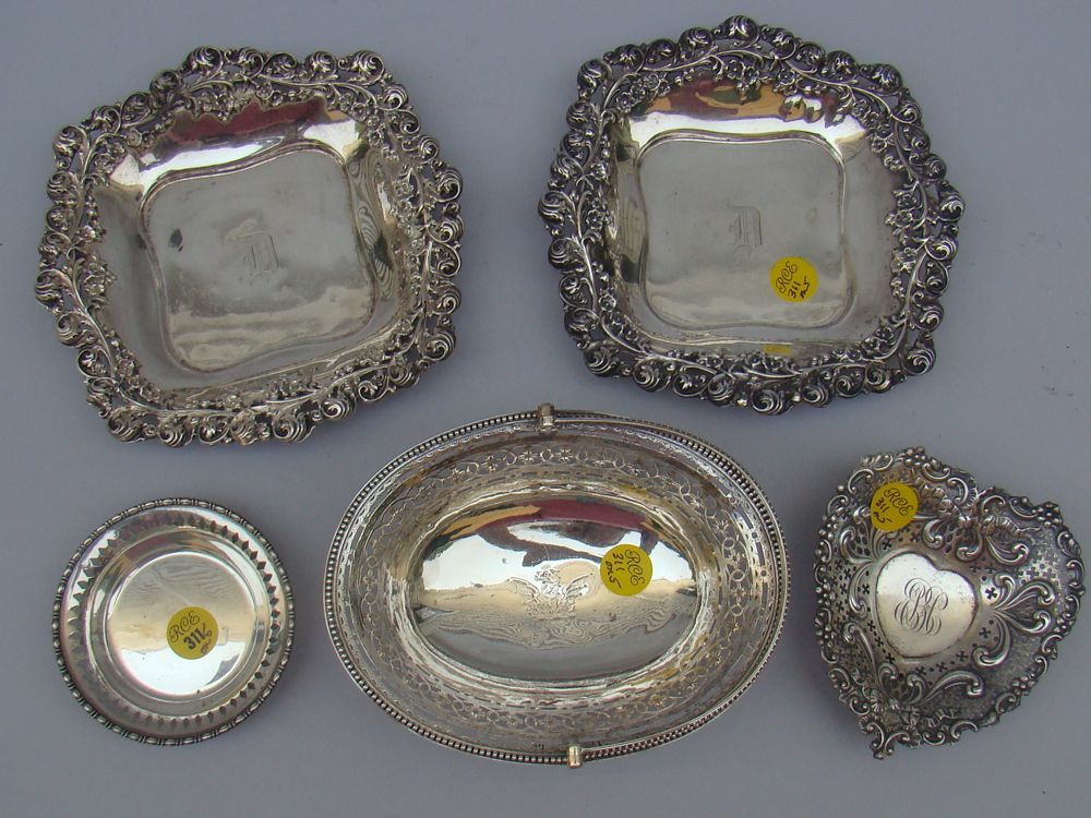 Appraisal: FIVE PIECES OF STERLING SILVER HOLLOWWARE By various makers Consists