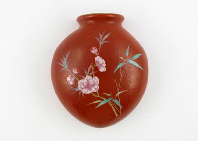 Appraisal: A Chinese famille rose coral ground wall vase the ovoid