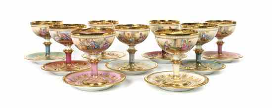 Appraisal: A Set of Nine Dresden Porcelain Fruit Compotes and Saucers