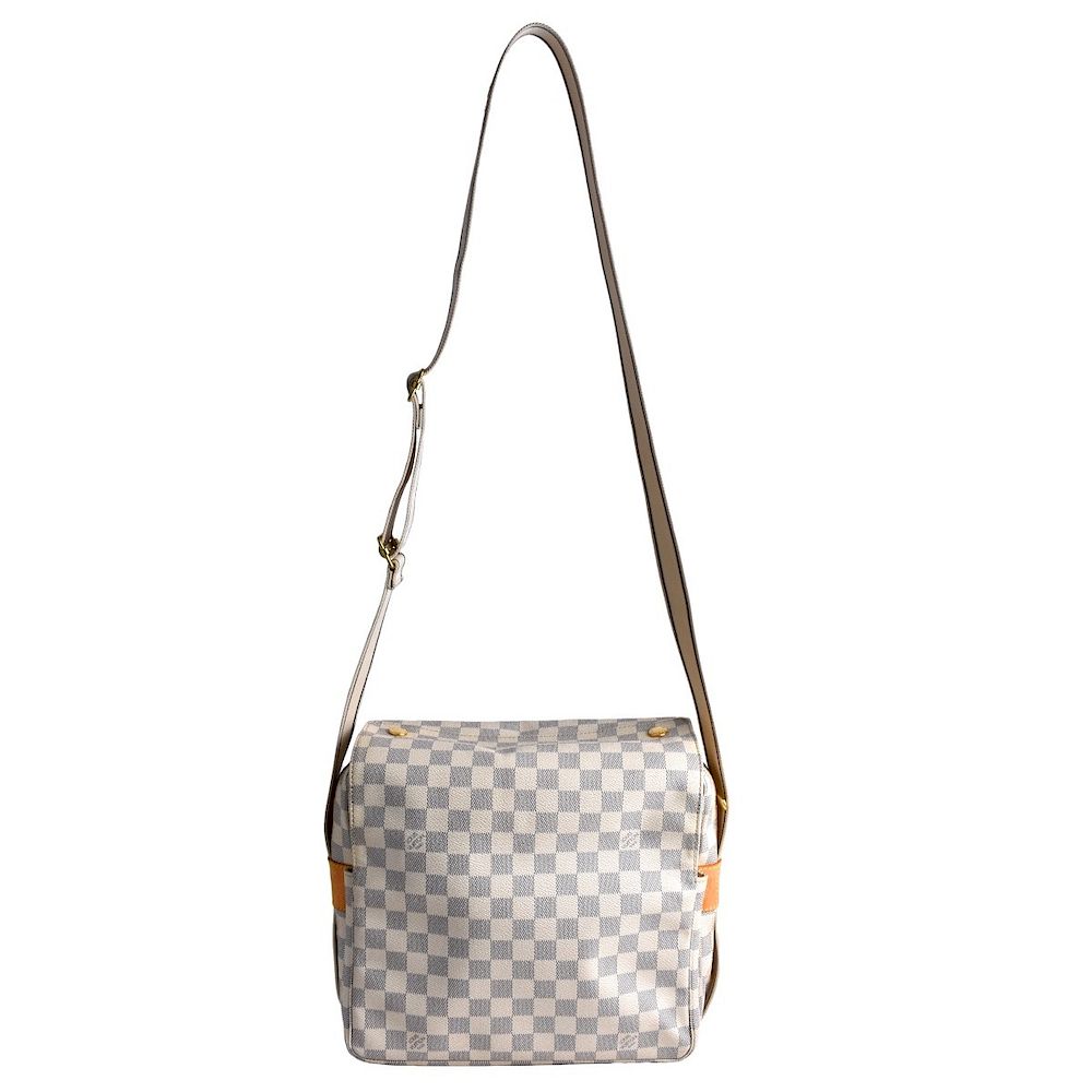 Appraisal: Louis Vuitton Ivory Canvas Damier Azur Naviglio Louis Vuitton Ivory