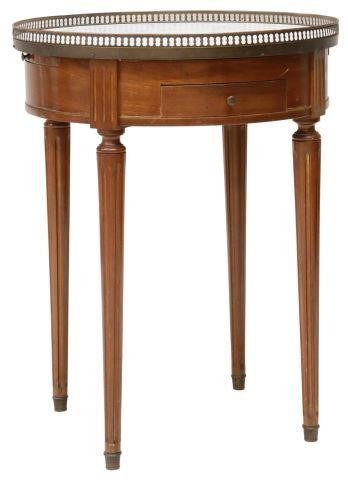 Appraisal: French Louis XVI style mahogany bouillotte table th c pierced