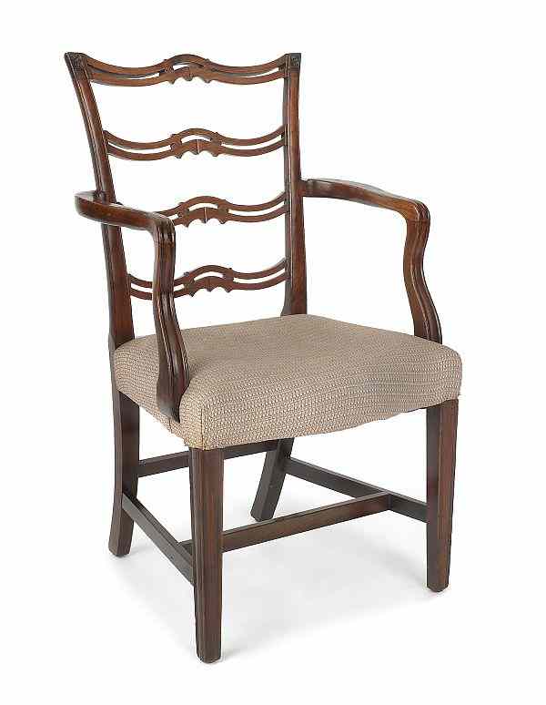 Appraisal: Philadelphia Federal mahogany armchair ca Property sold with the approval