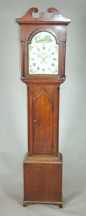 Appraisal: A th century oak longcase clock the swan neck hood