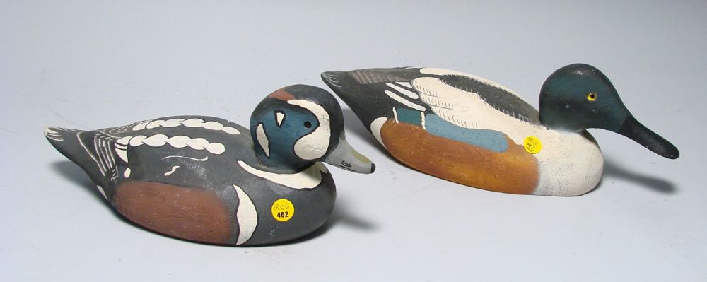 Appraisal: TWO HERTERS DECOYS Shoveler drake and Harlequin drake Original paint