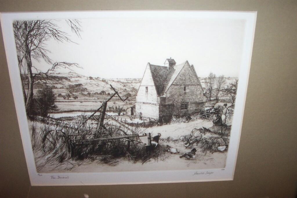 Appraisal: A limited edition black and white etching of a farmyard