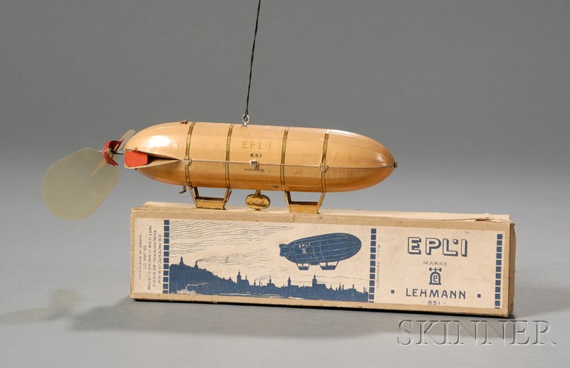 Appraisal: Lehmann Lithographed Tin Zeppelin Toy in Original Box Germany c