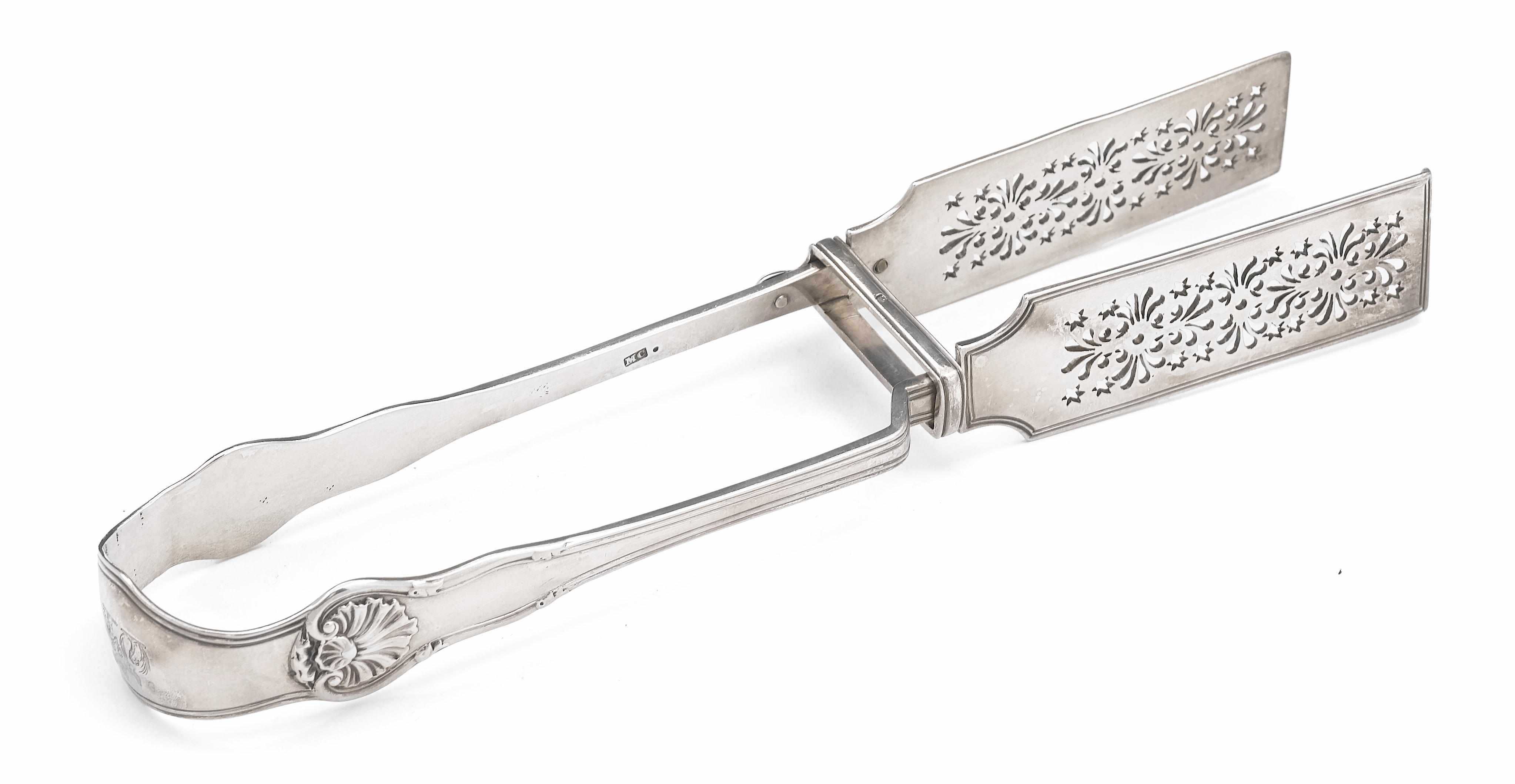 Appraisal: A William lV silver pair of asparagus tongs Mary Chawner