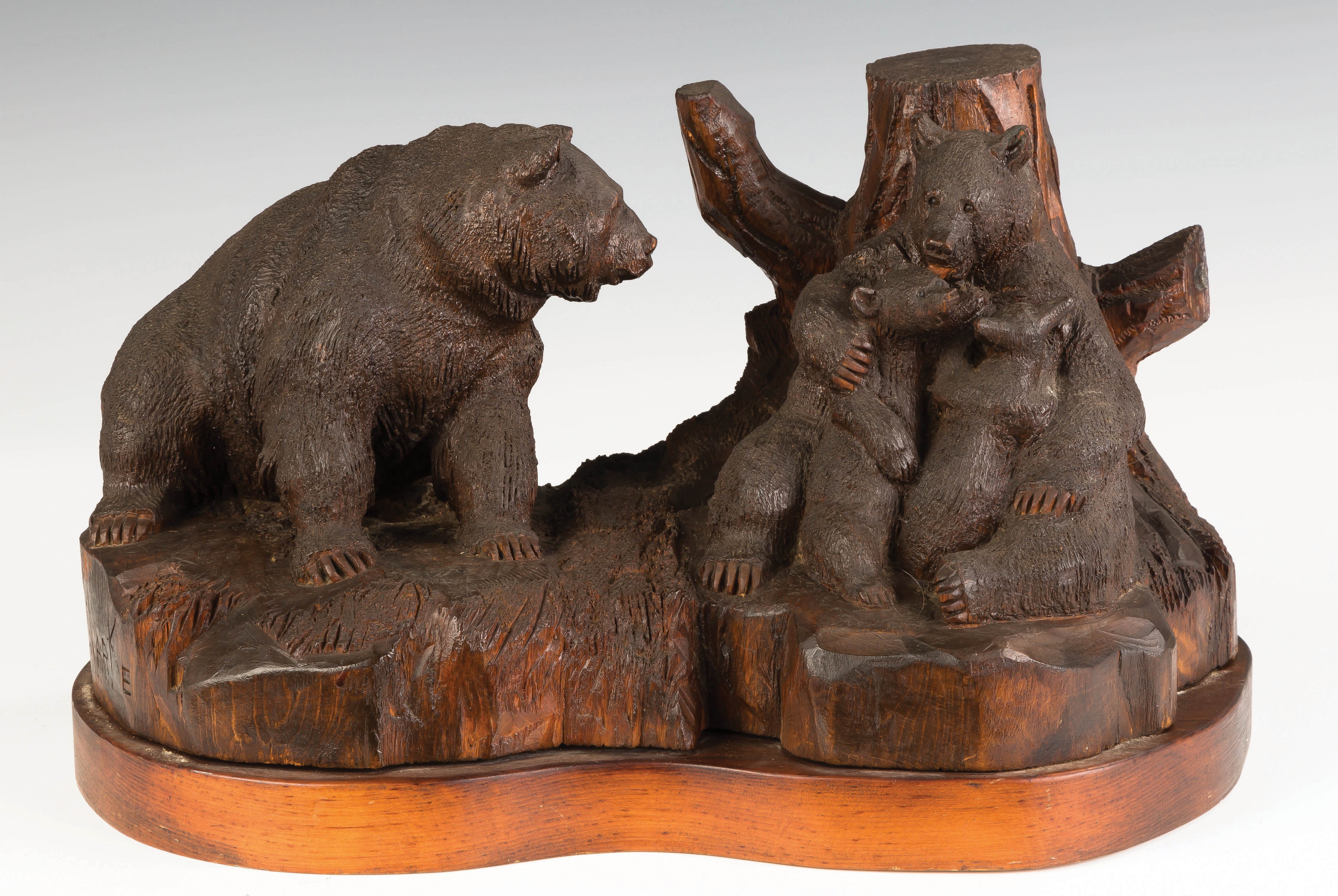 Appraisal: Carved Black Forest Bear and Cubs C 's