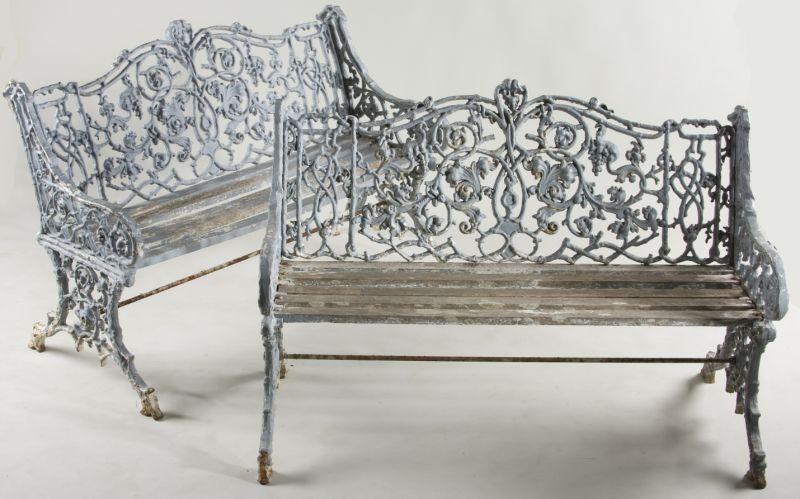 Appraisal: Pair of Victorian Cast Iron Garden Benches late th century