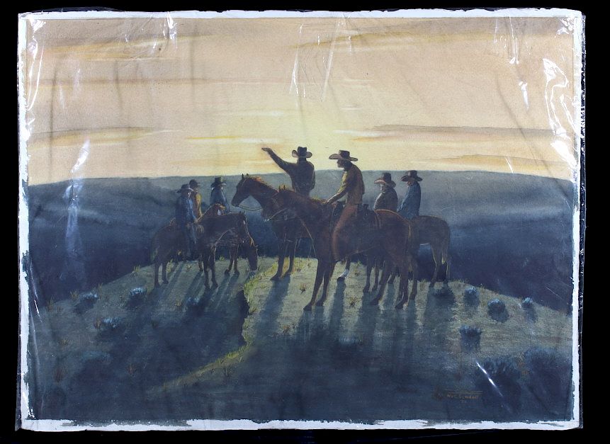 Appraisal: Original Walt Sundell Cowboy on Horseback Painting Included in this