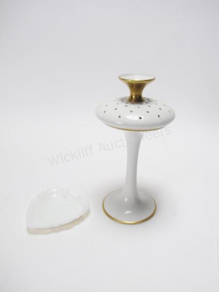 Appraisal: Limoges Hat Pin Holder and Fry Glass Tray porcelain hat