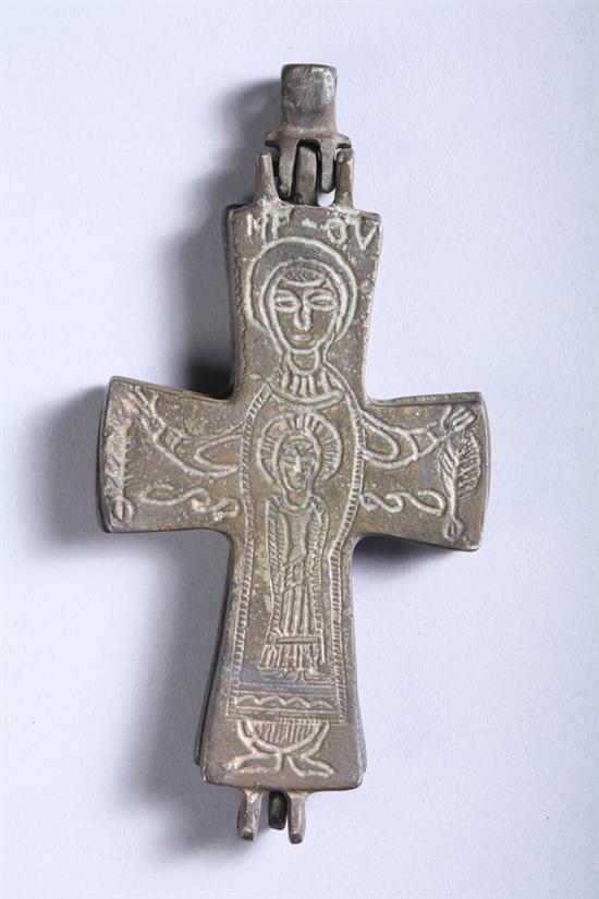 Appraisal: BYZANTINE SILVER RELIQUARY CROSS Circa th century A D -