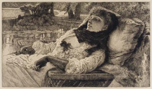 Appraisal: JAMES JACQUES TISSOT Soir e d' t Etching and drypoint