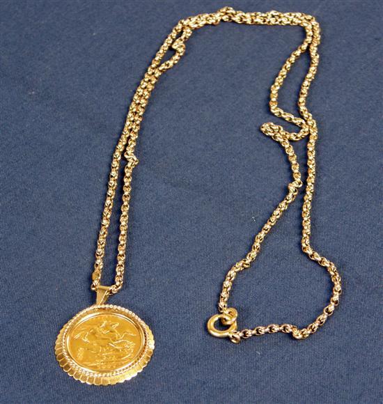 Appraisal: gold sovereign mounted on a chain