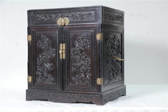 Appraisal: ORIENTAL JEWELRY BOX A large carved jewelry box with a