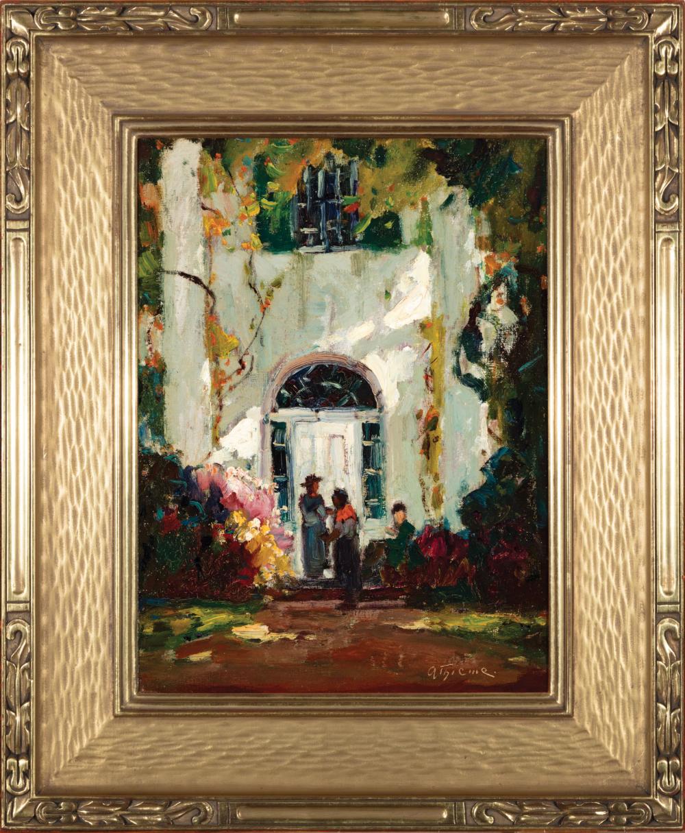 Appraisal: Anthony Thieme American - Charleston Doorway oil on canvas signed