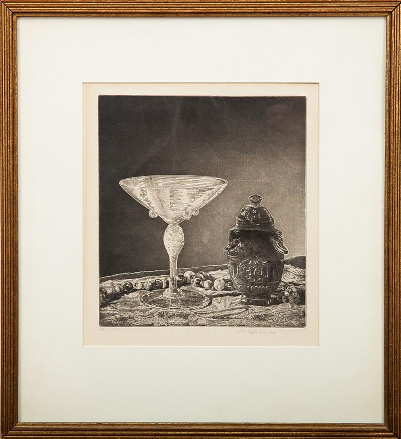 Appraisal: John Taylor Arms - Crystal and Jade Etching and aquatint