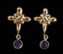 Appraisal: A Pair of k Gold Amethyst Earrings k yellow gold