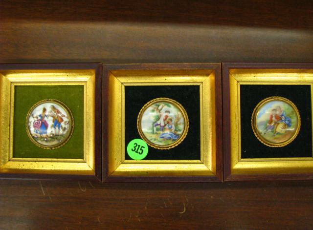 Appraisal: Three Limoges Buttons approximately '' diameter in '' x ''