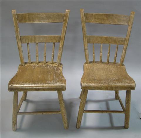 Appraisal: PAIR AMERICAN YELLOW GRAIN PAINTED WINDSORS