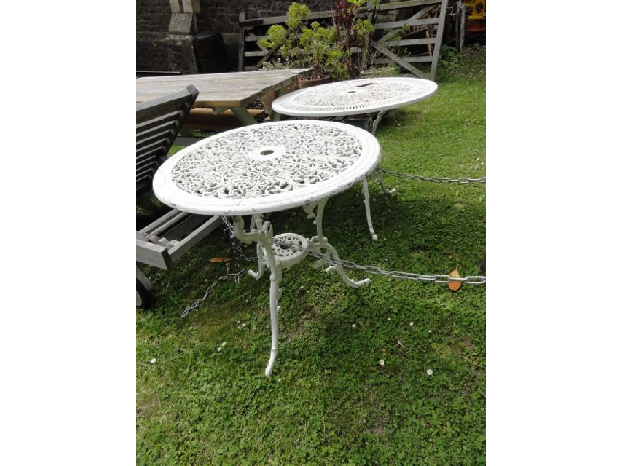 Appraisal: A Victorian style cast aluminium garden terrace table the circular