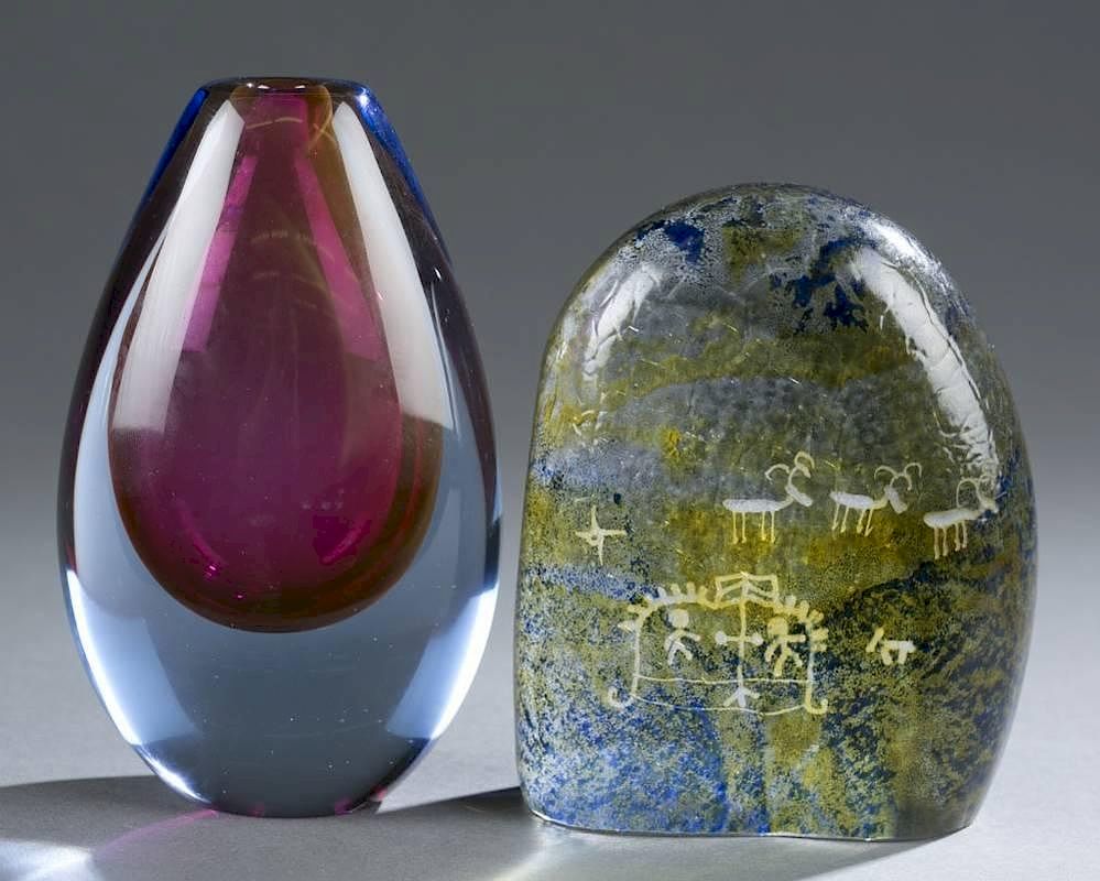 Appraisal: Pair of Kosta art glass items A Pair of Kosta