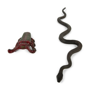 Appraisal: A Cast Iron Model of a Snake and a Painted