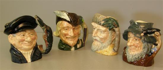 Appraisal: Four Royal Doulton character jugs Robinson Crusoe D Rip Van