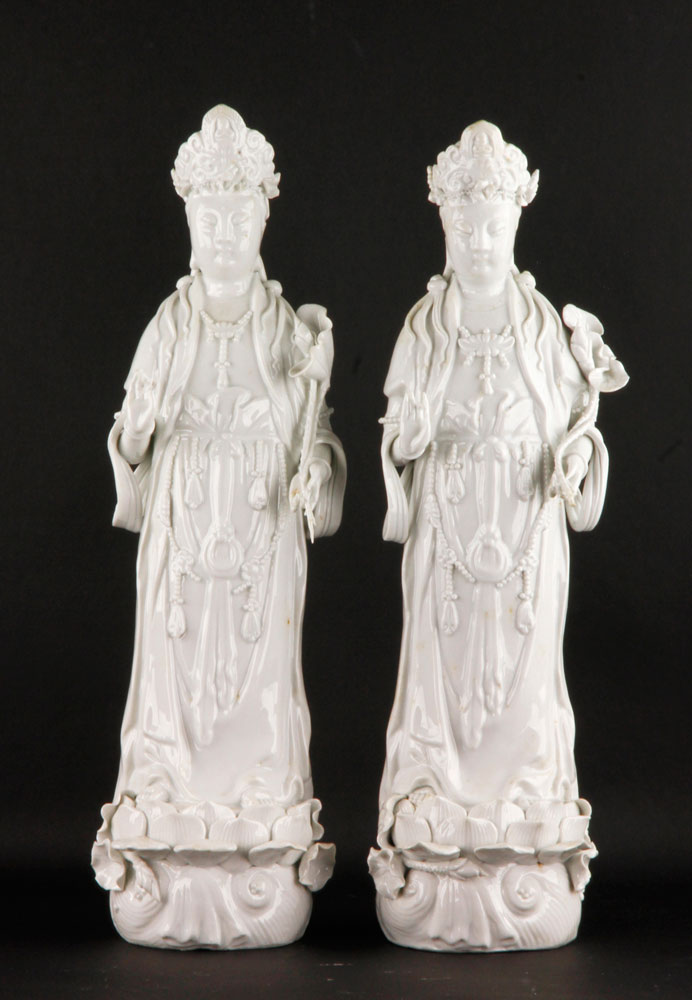 Appraisal: - Pair of Chinese Guanyin Figures Pair of Chinese Guanyin