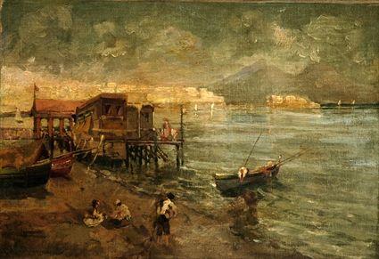 Appraisal: th Century School View of Naples Oil on canvas x