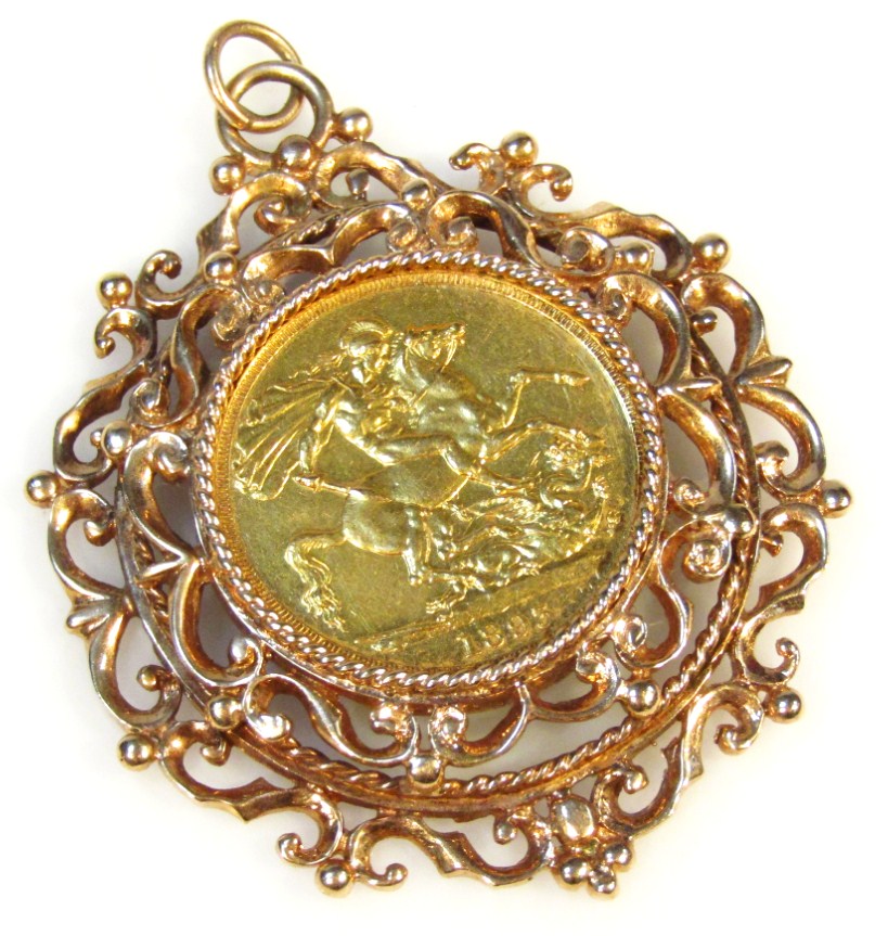 Appraisal: A Victorian gold double sovereign dated in fancy pierced pendant