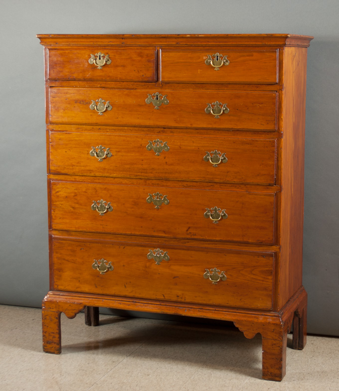 Appraisal: CHIPPENDALE STYLE MAPLE TALL CHEST OF DRAWERS American New England