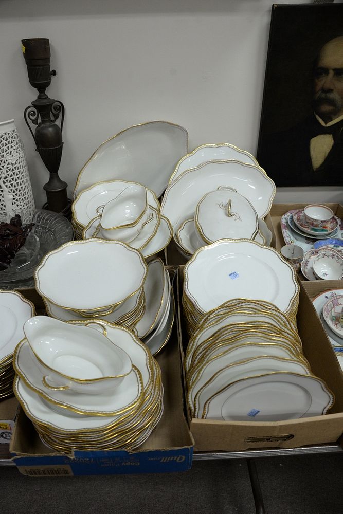 Appraisal: Large group of scallop-edged Limoges plates serving platters and gravy