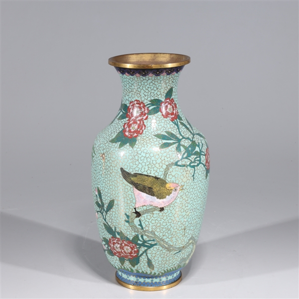 Appraisal: Chinese Cloisonne Enamel Vase with bird and floral detailing Large