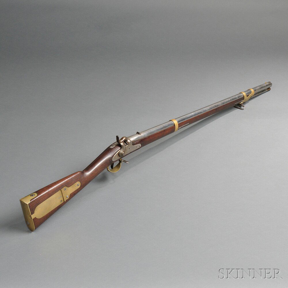 Appraisal: Model Mississippi Rifle c walnut stock with brass patchbox buttplate