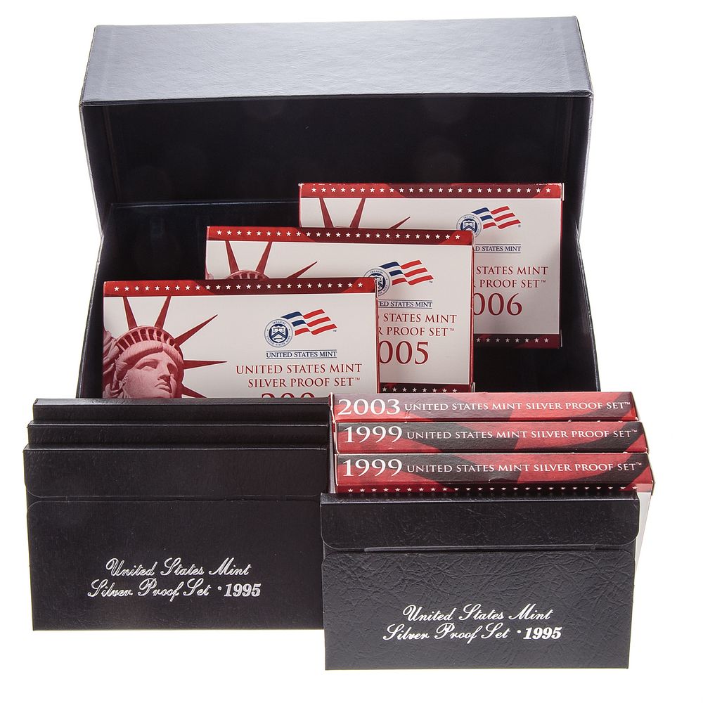 Appraisal: Ten Silver Proof Sets in US Mint Black Box -